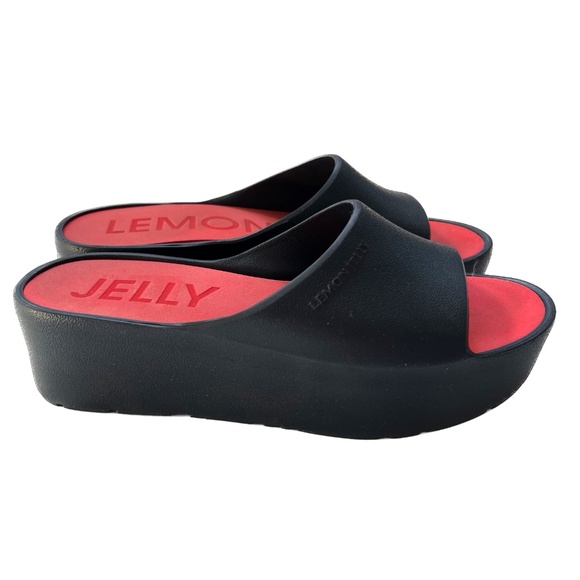 Lemon Jelly Platform Slides Sandals Blue Red Soles Wedges Slip On Size 39 US 9 - Picture 2 of 12
